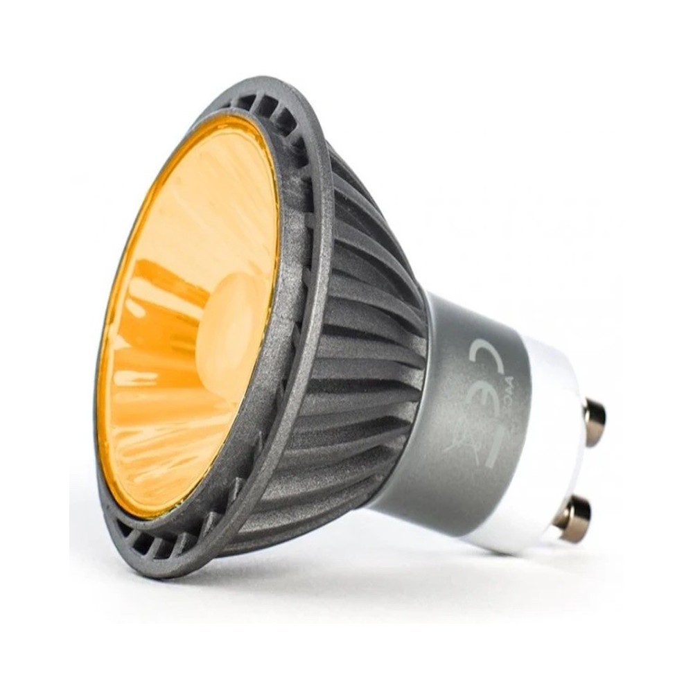 LED GU10 7W Dimmable Amber Orange Light Bulb | Warm LED Spot UK